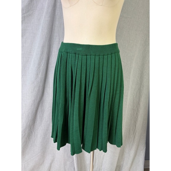 Vintage Hastings & Smith Green Pleated Skirt S Knit Retro Preppy Academia - Picture 4 of 9